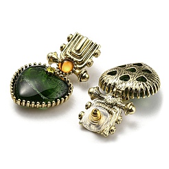 Серьги-гвоздики из зеленого стекла с подвесками&nbsp;EJEW-F323-02B