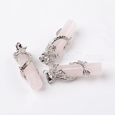 Трубка натуральный розовый кварц подвески X-G-L455-H08-1