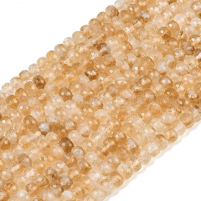 Нити из нагретых натуральных цитриновых бусин&nbsp;G-B175-B01-4x6mm-1