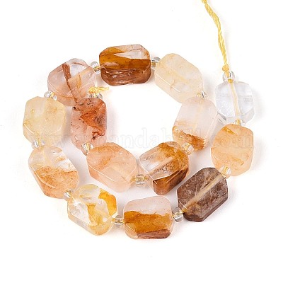 Натуральный желтый гематоидный кварц/золотые целебные кварцевые бусины нити&nbsp;G-C098-A29-01-1