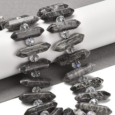 Нити бусин из натурального камня с двойным окончанием&nbsp;G-H069-B09-01-1