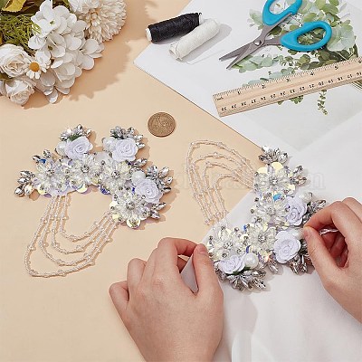 2 шт. цветок из полиэстера с литой проволокой из стекла с пластиковыми аксессуарами для украшения&nbsp;DIY-FG0006-69B-1