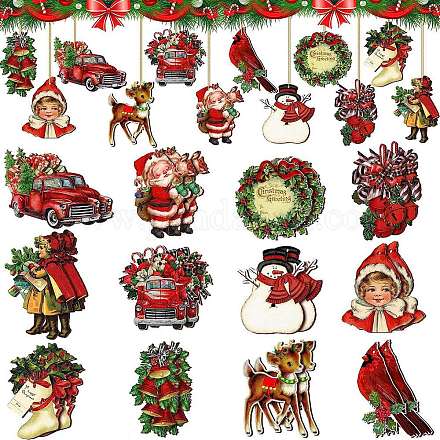 Рождественские темы деревянные подвески&nbsp;PW-WGE0E0C-01-1