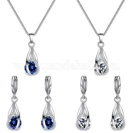 2 комплект из 2-х цветных серег-колец со стразами и ожерелья с подвеской SJEW-GO0001-04-1