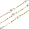304 Stainless Steel Paperclip Chains, Round, with ABS Plastic Imitation Pearl Beads, Ion Plating(IP), Unwelded, Real 18K Gold Plated, 2x0.5x0.1mm