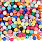 500Pcs Rubberized Style Imitated Silicone Acrylic Beads, Round, Mixed Color, 8x7.5mm, Hole: 1.6mm