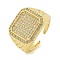 Brass with Cubic Zirconia Open Cuff Rings, Lead Free & Cadmium Free, Real 18K Gold Plated, 16mm, Inner Diameter: 18.5mm