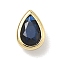 Teardrop Brass Micro Pave Cubic Zirconia Cabochons, Rack Plating, Long-Lasting Plated, Lead Free & Cadmium Free, Real 18K Gold Plated, Dark Blue, 7.5x5x3mm