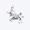 Brass Micro Pave Cubic Zirconia Pendants, Cadmium Free & Nickel Free & Lead Free, Unicorn, Platinum, 15x15x2.5mm, Hole: 3mm