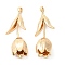 Brass Pendants, Cadmium Free & Nickel Free & Lead Free, Tulip Charm, Real 18K Gold Plated, 27x11x8mm, Hole: 1x2mm