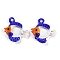 Handmade Lampwork Pendants, Fish, Blue, 32~39x22~37x10~15mm, Hole: 2~4mm