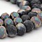 Half Rainbow Plated Faceted Rondelle Glass Beads Strands, Frosted, Black, 6x4mm, Hole: 1mm, about 90pcs/strand, 16 inch