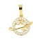 Brass Micro Pave Cubic Zirconia Pendants, Cadmium Free & Lead Free, Real 18K Gold Plated, Planet, 17x18.5x3mm, Hole: 5x8.5mm