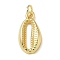 Rack Plating Brass Pendants, Long-Lasting Plated, Lead Free & Cadmium Free, Shell Shape Charms, with Jump Ring, Real 18K Gold Plated, 17x8.5x3mm, Hole: 3mm