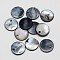 Dyed Natural Flat Round Shell Pendant, Black, 15x2mm, Hole: 1.5mm