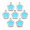 UV Plating Acrylic Pendant Rhinestone Settings, with Enamel, flower, Platinum, Cyan, Fit for 2mm Rhinestone,26x22.5x3mm, Hole: 2.5mm