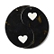 Acrylic Pendant, Yin-yang with Heart, Black, 47.5x2.5mm, Hole: 2mm