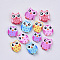 Handmade Polymer Clay Cabochons, Owl, Mixed Color, 9~12x8~10x1~2mm