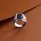 Alloy Rhinestone Finger Rings for Men, Square, Platinum, Jet, US Size 11(20.6mm)