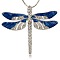 Alloy Enamel Dragonfly Big Pendants, with Crystal Rhinestone, Platinum, Royal Blue, 57x64x5mm, Hole: 2mm