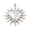 Brass Pendants, Heart, Long-Lasting Plated, Lead Free & Cadmium Free, Rack Plating, with Jump Ring, Platinum, 35x34.5x4.5mm, Hole: 3.3mm