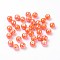 Pearlized Handmade Porcelain Round Beads, Coral, 6mm, Hole: 1.5mm