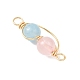 Подвески-соединители с круглыми звеньями из натурального розового кварца и окрашенного синего кварца&nbsp;PALLOY-JF04678-01-3