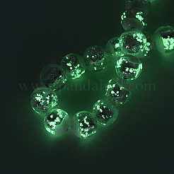 Светящиеся бусины ручной работы из серебряной фольги в технике лэмпворк&nbsp;FOIL-N029-03A