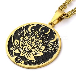 201 подвеска-талисман в виде лунного лотоса из нержавеющей стали&nbsp;NJEW-S007-21G