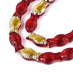 Прозрачность гальванизированные стеклянные бусины нити&nbsp;GLAA-T023-40A-10