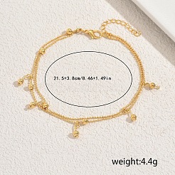 Двухслойные браслеты на ногу из латуни и железа с круглыми кисточками для женщин&nbsp;IM0934