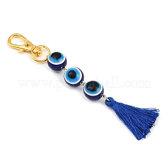 Подвеска с кисточками из полиэстера и круглыми бусинами от сглаза из смолы&nbsp;HJEW-JM04164-03