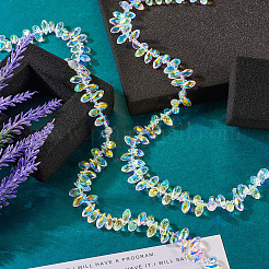 2 нить гальванизированных прозрачных стеклянных граненых бусин в форме капли&nbsp;EGLA-TA0001-36A