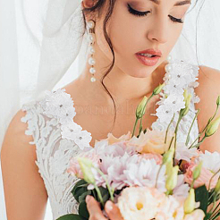 Двухслойные полиэстеровые цветочные кружевные ленты&nbsp;DIY-WH0656-60C