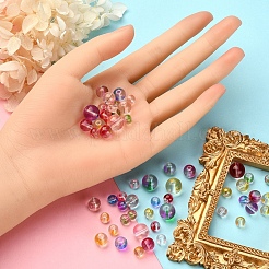 565шт 15 стиля прозрачные окрашенные распылением стеклянные бусины нити&nbsp;GLAA-YW0001-47