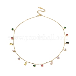 Ожерелья из нержавеющей стали 304 с плоскими круглыми и прямоугольными подвесками&nbsp;NJEW-N055-03G