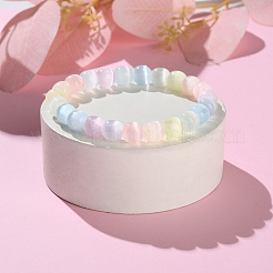 Браслеты из круглых бусин из окрашенного натурального селенита для женщин&nbsp;BJEW-G731-01B