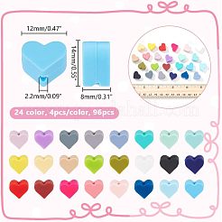 96 шт. 24-х цветные бусины в форме сердца из пищевого экологически чистого силикона&nbsp;SIL-PH0001-30