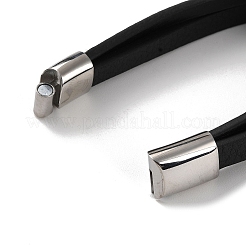 Мужские многожильные браслеты из черного шнура из искусственной кожи BJEW-K243-01AS