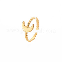 Ионное покрытие(ip) 304 нержавеющая сталь луна открытое кольцо-манжета для женщин RJEW-S405-224G