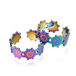 Кольцо-манжета из нержавеющей стали 304 с цветочным узором&nbsp;RJEW-N038-067