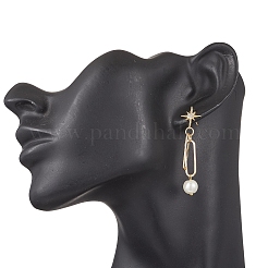 Стеклянная звезда из нержавеющей стали 304 с круглыми подвесными серьгами-гвоздиками EJEW-JE06481-02