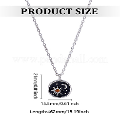 1 шт. ожерелье из сплава с черной эмалью в виде луны и солнца&nbsp;NJEW-LP0002-94P