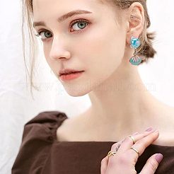 4 пара двухцветных серег-клипс с имитацией ракушек и эмалью&nbsp;EJEW-AR0001-09A