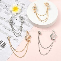 4 шт. 4 стиля хрустальные стразы двойная музыкальная нота с безопасной цепочкой подвеска свитер брошь булавка JEWB-CJ0001-63