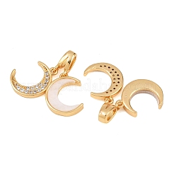 Подвески из латуни с микропаве из прозрачного кубического циркония и синтетической раковиной&nbsp;KK-G552-01G