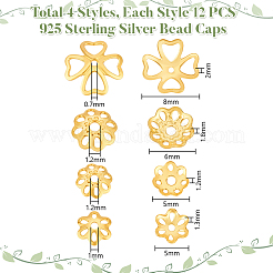 48 шт. 4 стиля 925 колпачка для бусин из стерлингового серебра&nbsp;STER-PH0003-97