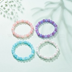 Натуральный драгоценный камень и синтетический кракле кварц круглый браслет из бисера стрейч для женщин&nbsp;BJEW-JB08528