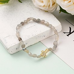 Браслеты из натурального лабрадорита стрейч из бисера самородки&nbsp;BJEW-JB05805-04