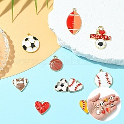 10 шт. 10 подвески в спортивном стиле с шариками из сплава и эмалью&nbsp;ENAM-YW0004-55